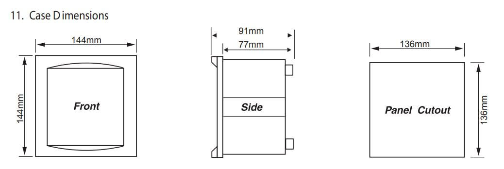 kích thước bộ điều khiển tụ bù