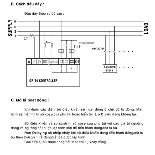 sơ đồ đấu dây bộ điều khiển tụ bù